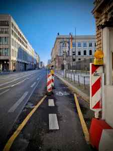 Cycle lane on Leipziger Straße