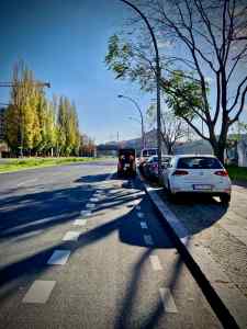 Blocked painted lane on Holzmarktstraße