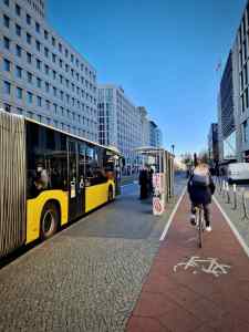 Paved cycle path through Potsdamer Platz