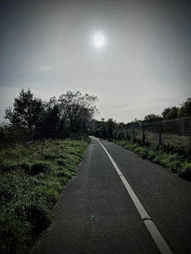 Walking and cycling path parallel to the train line