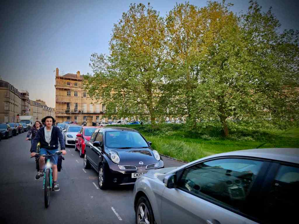 Riding down Nelson Place West