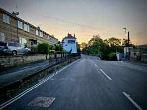 Sun setting on High Street
