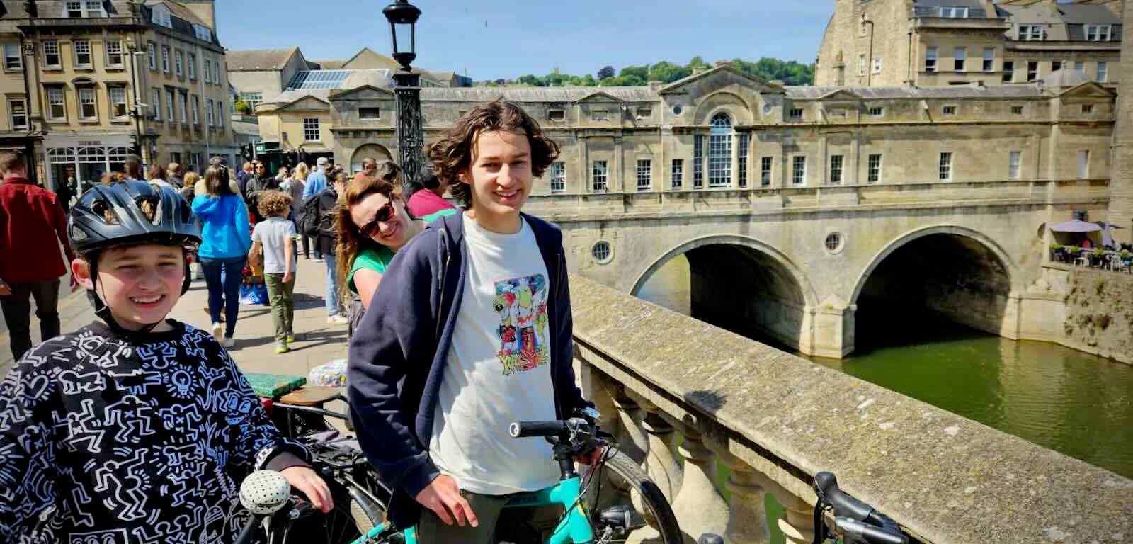 Posing in front of Pulteney Bridge