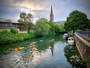 Canoes and kayaks on the River Avon