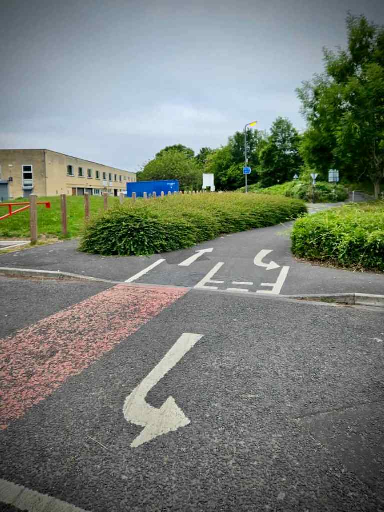 Crossing the road to the business park