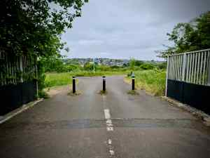 Bollards at the end of the bridge over the A4174