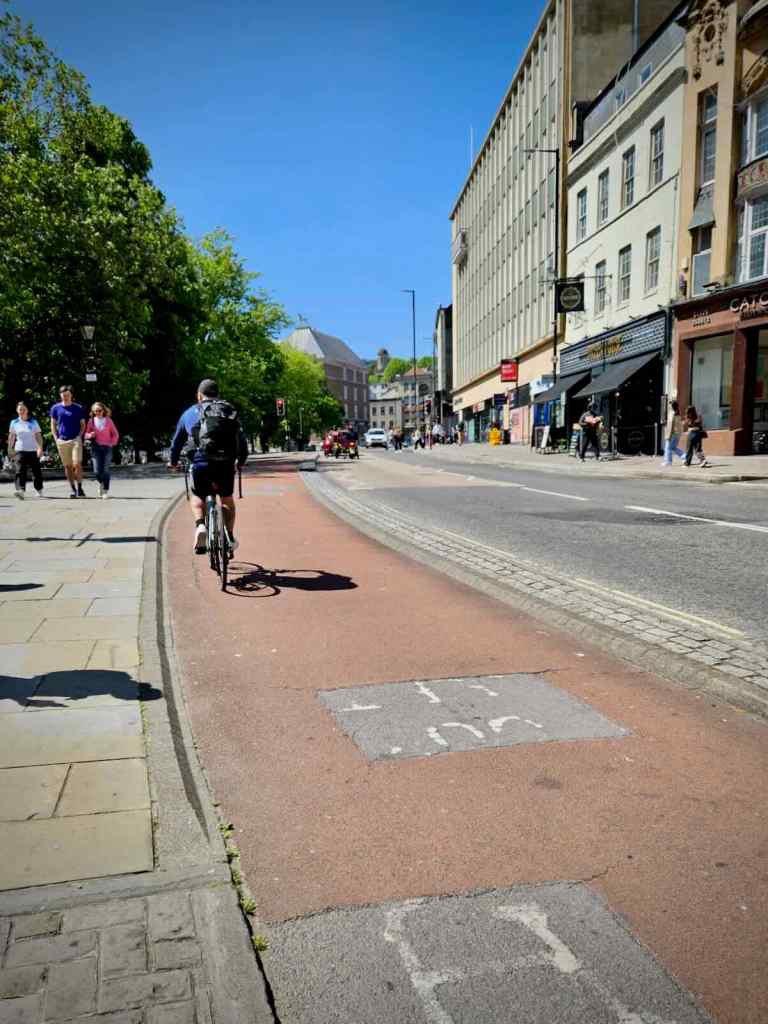 Two-way cycle path on College Green
