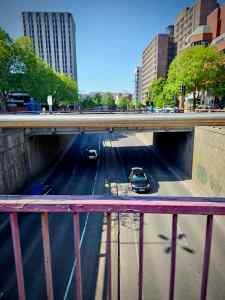 Looking down to the A4044 Temple Way