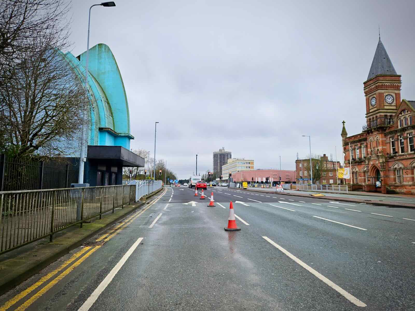 Cones outside the old Essoldo Cinema