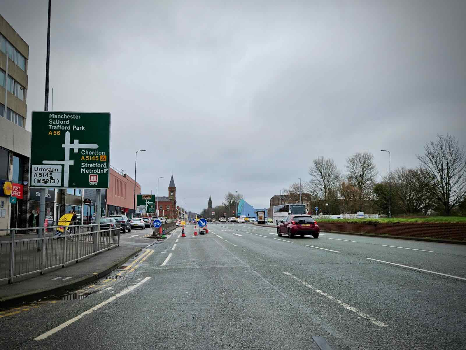 Cones restart approaching the Edge Lane junction