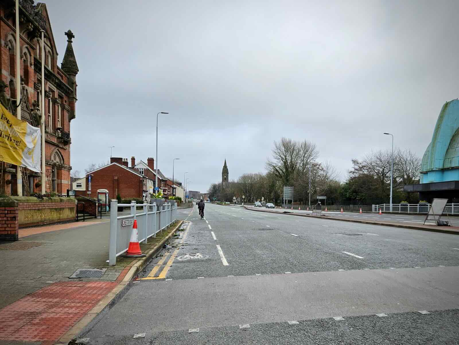 Cones end at Stretford Public Hall