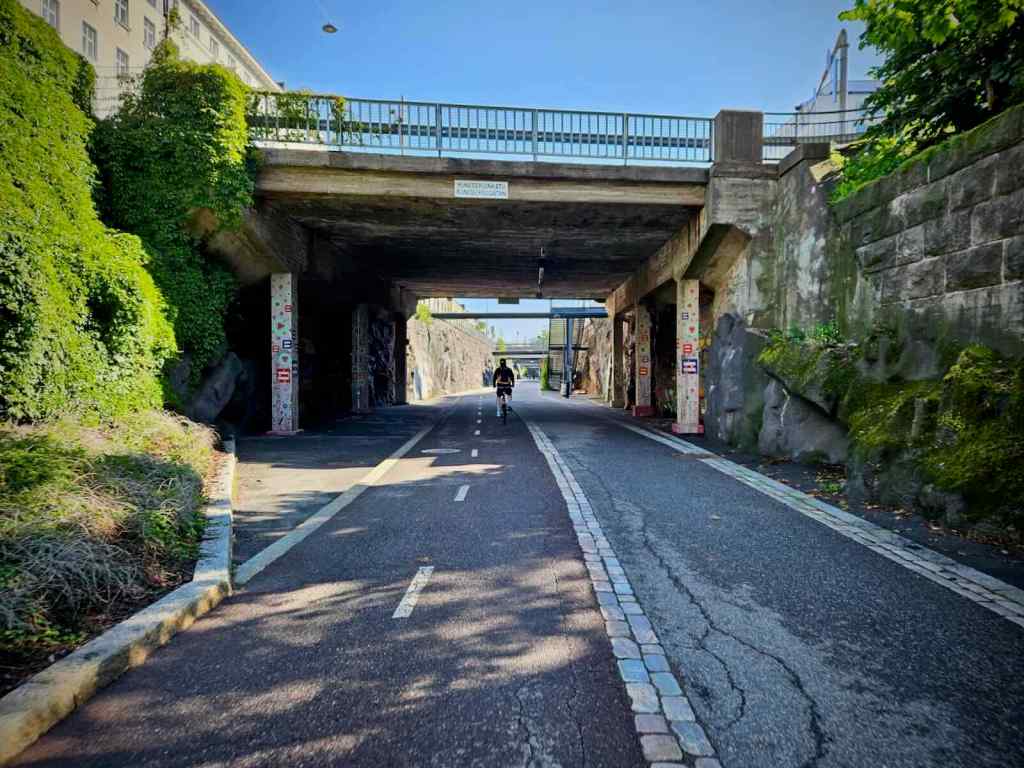 Fantastic cycle path on Baana, a converted railway line