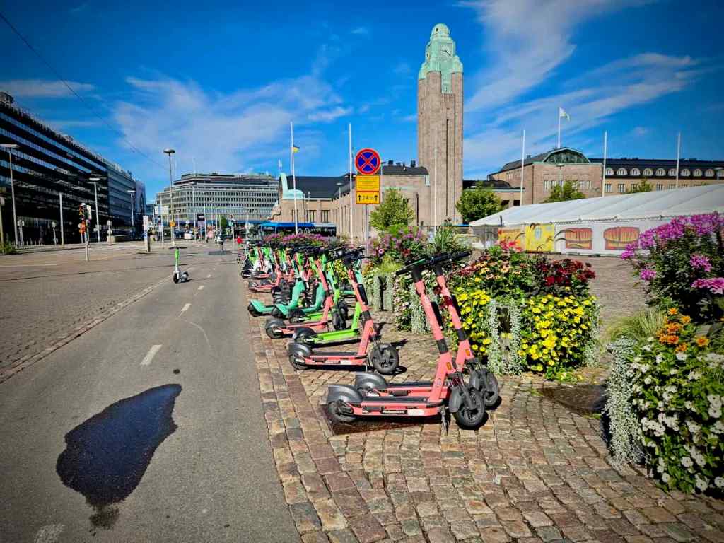 Lots of e-scooters available to hire