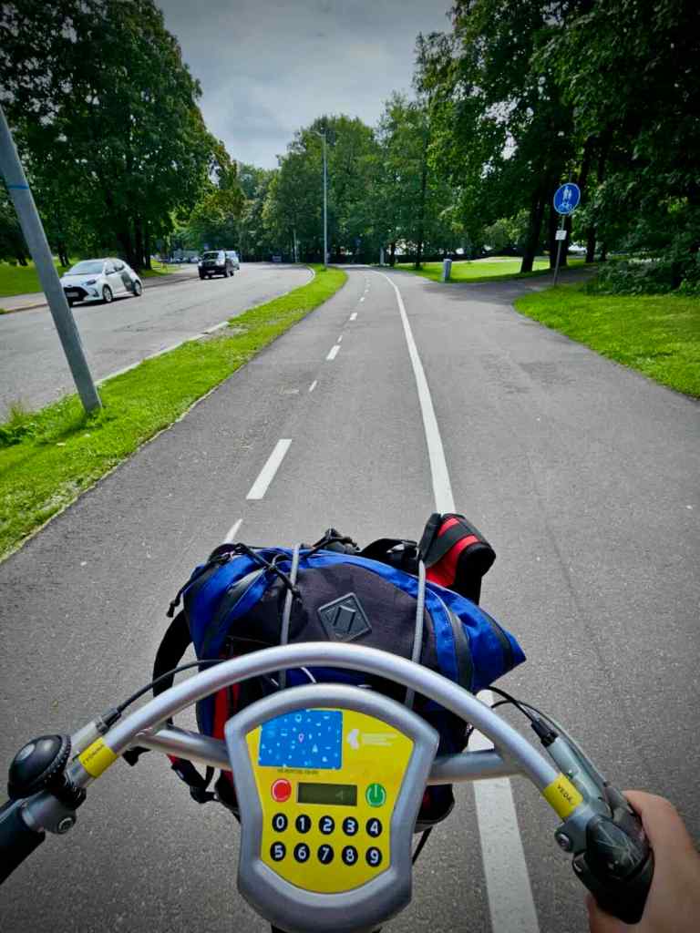 Cycling along on a City Bike