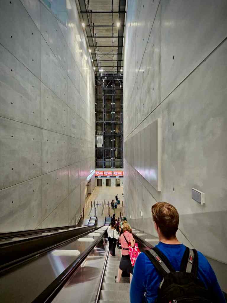 Descending to the train station at Helsinki Airport