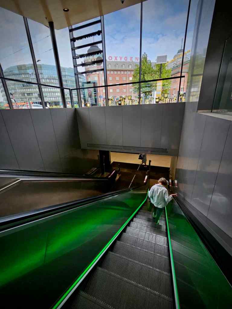 Descending into Hakaniemi Metro Station