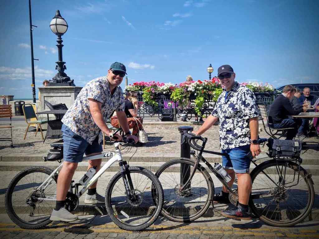 Getting ready to set off in (almost) matching outfits