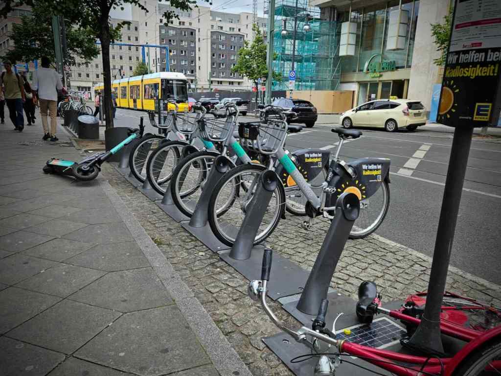 One of the new Nextbike docking stations