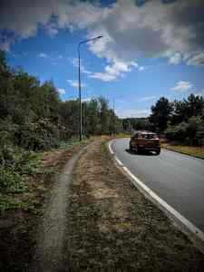 Narrow gravel path better than riding on the A20 Ashford Road
