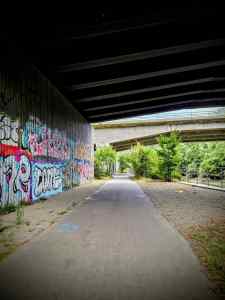 Passing under the M20 motorway