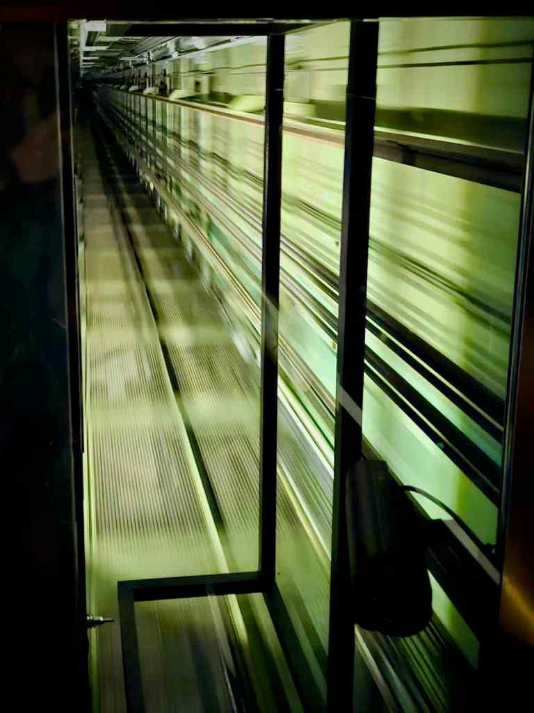 View from the ceiling of the lift as we travelled up