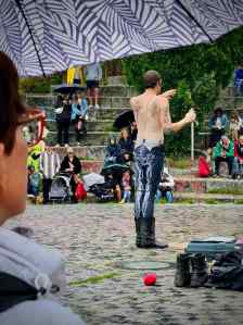 Sword swallower in the Bearpit
