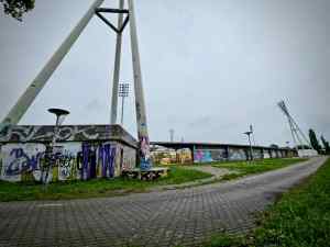 Looking towards the Friedrich-Ludwig-Jahn-Sportpark stadium