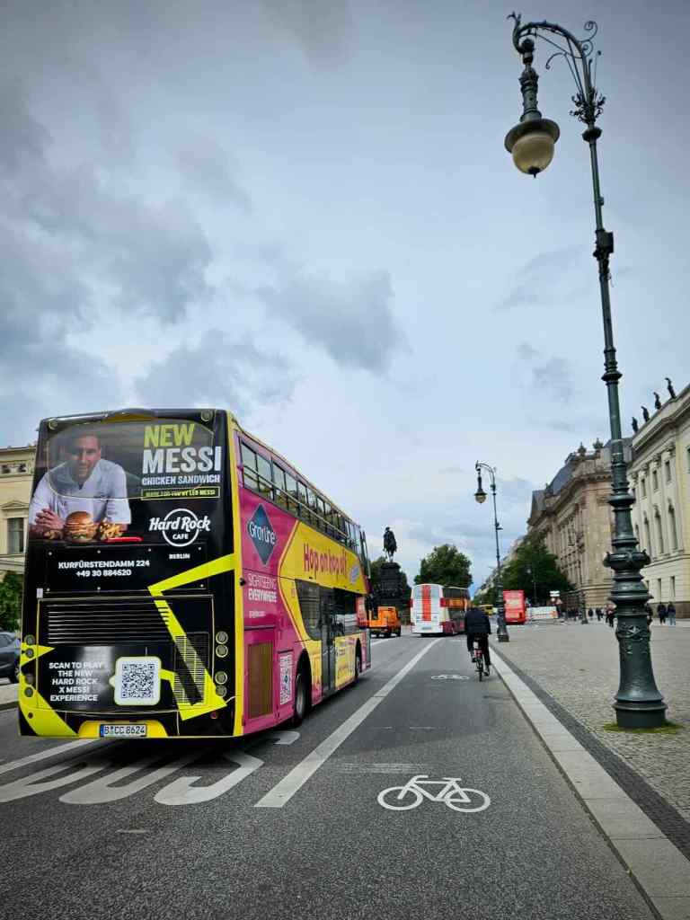Painted lane on Unter den Linden that would be massively improved with some light protection