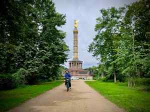 Riding in the In the Tiergarten, Siegessäule (Victory Column) in the background