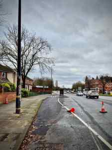 New bus stop bypass after gyratory crossing