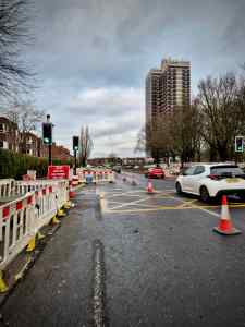 Construction in progress at the gyratory