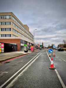 At the start of Stretford Mall, section of bus lane to be removed