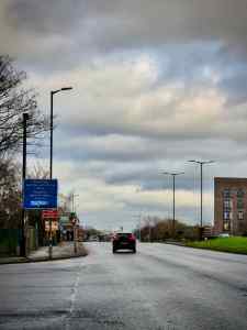 Looking towards Longford bridge, new cycle lane to be added, connecting up to new Talbot Road junction