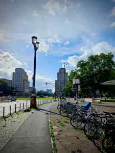 Footway level cycle path on Karl-Marx-Allee