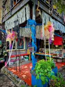 Seating at one of the shops