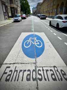 Fahrradstraße (cycle street) sign on Linienstraße