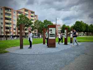 Information boards at the Berlin Wall Memorial