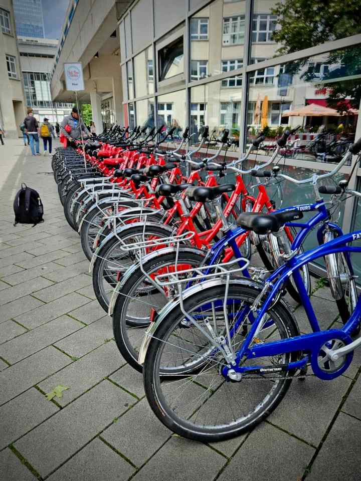 Outside Fat Tire Tours, bikes parked ready for our tour