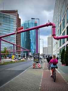 Riding on the cycle path on Stresemannstraße