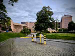 Road entrance and barrier at Berlin Tempelhof