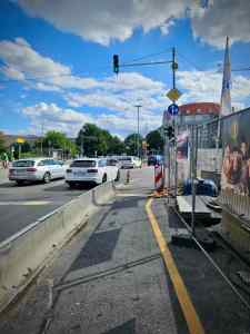 Temporary protected cycle lane on Mehringdamm