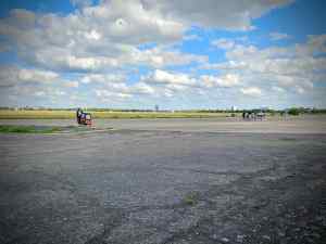 People cycling at Tempelhofer Feld