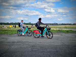 People cycling at Tempelhofer Feld