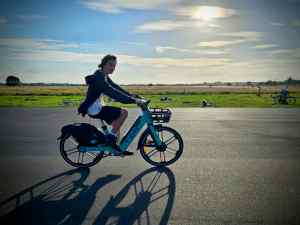 Our eldest riding at Tempelhofer Feld