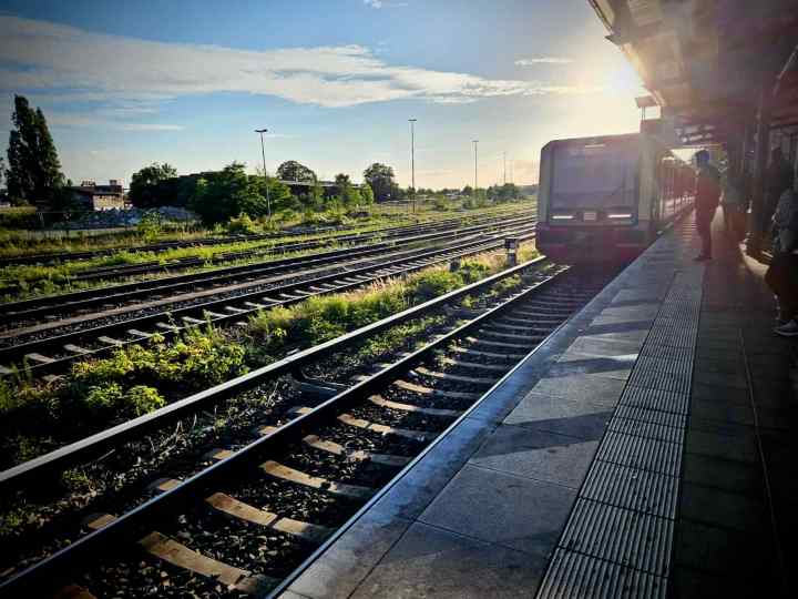 S-Bahn train arriving at Tempelhof station