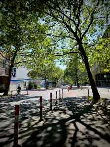 Wand-protected cycle lane on Prinzenstraße
