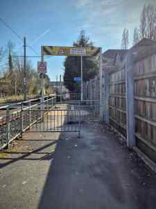 Crossing point at Didsbury Village tram stop
