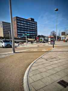 Cycle path through Mersey Square