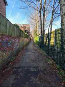 Path next to the Metrolink line in Chorlton