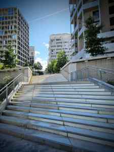 Steps up to apartments in Clichy-Batignolles – Martin Luther King